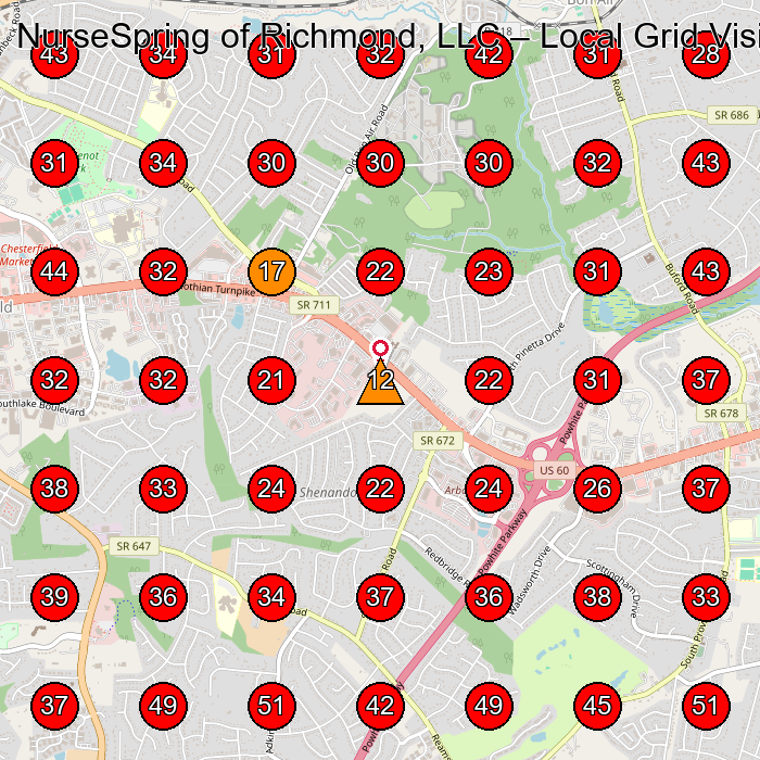 NurseSpring of Richmond, LLC GeoGrid visibility map for Nursing Agency in North Chesterfield